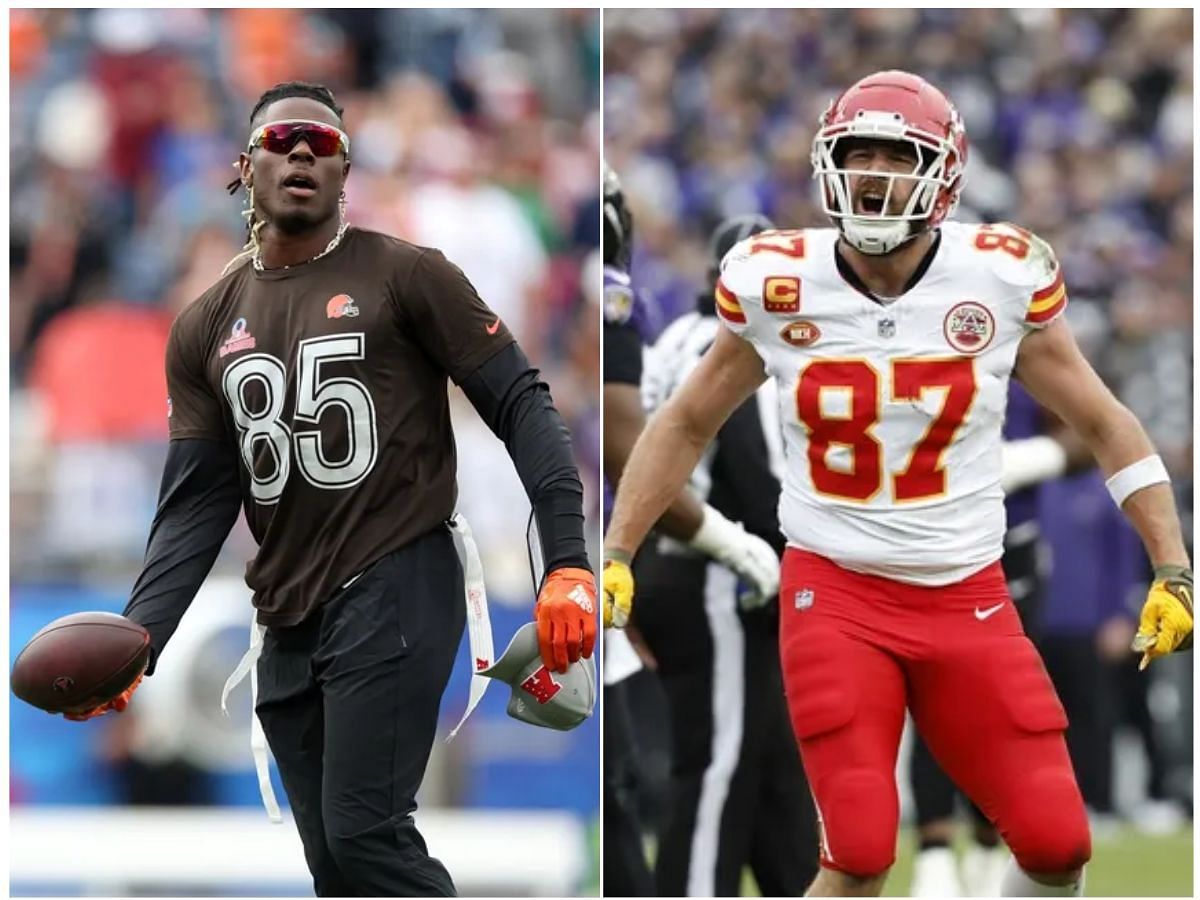 Travis Kelce receives high praise from fellow NFL tight end David Njoku after celebrity softball game