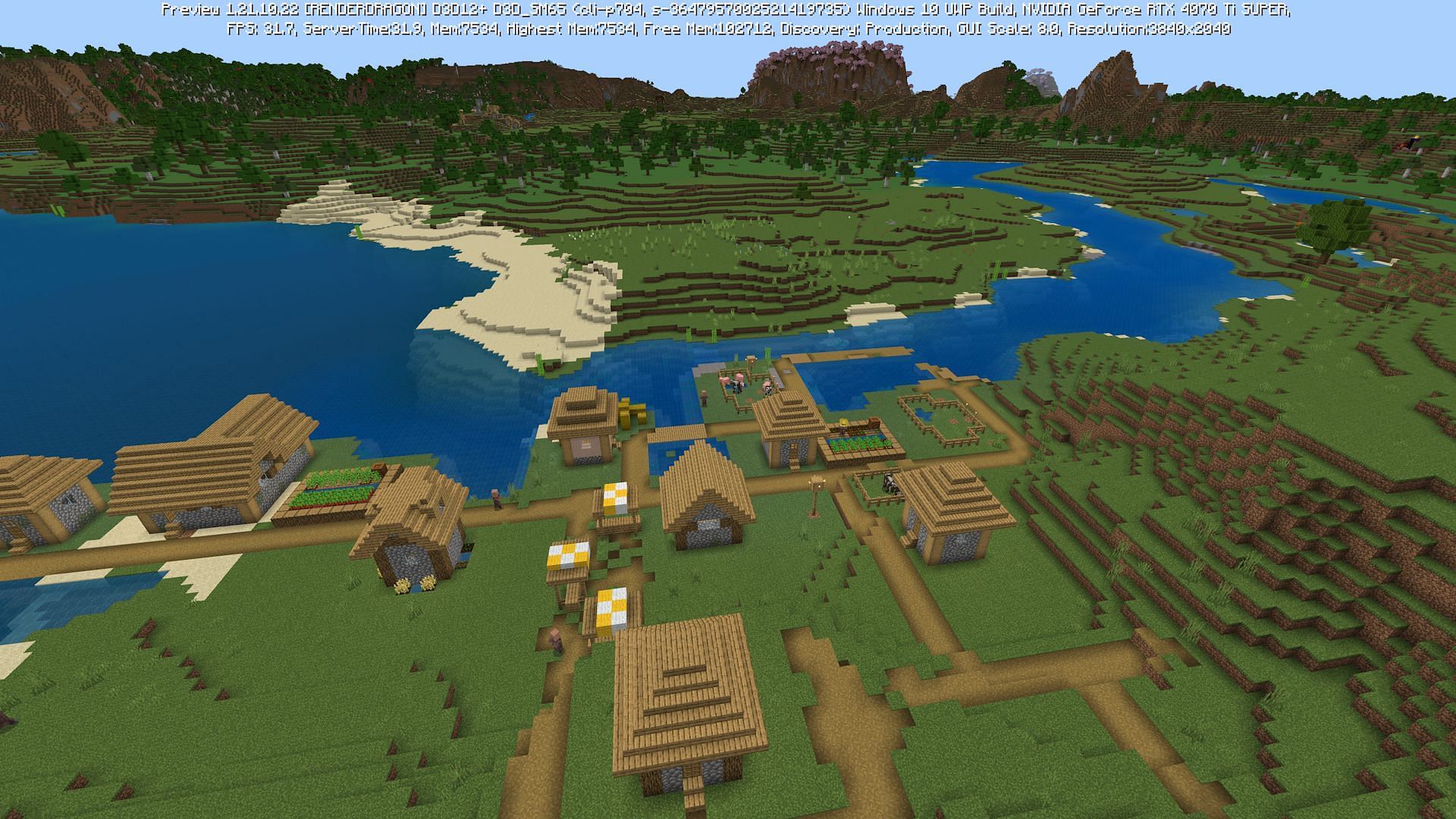 The seed&#039;s double spawn villages (Image via Mojang)