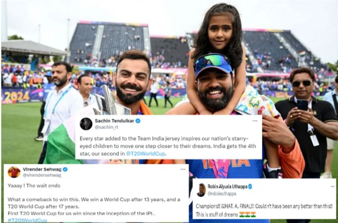 "First T20 World Cup for us win since the inception of the IPL" - Indian cricket fraternity hails Team India for winning 2024 T20 World Cup