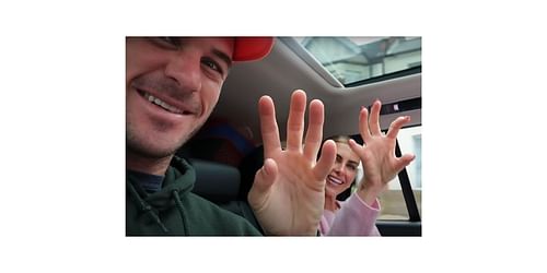 Tommy Paul and Paige Lorenze show off their 'claws' (Source: Screengrab from Lorenze's YouTube vlog)