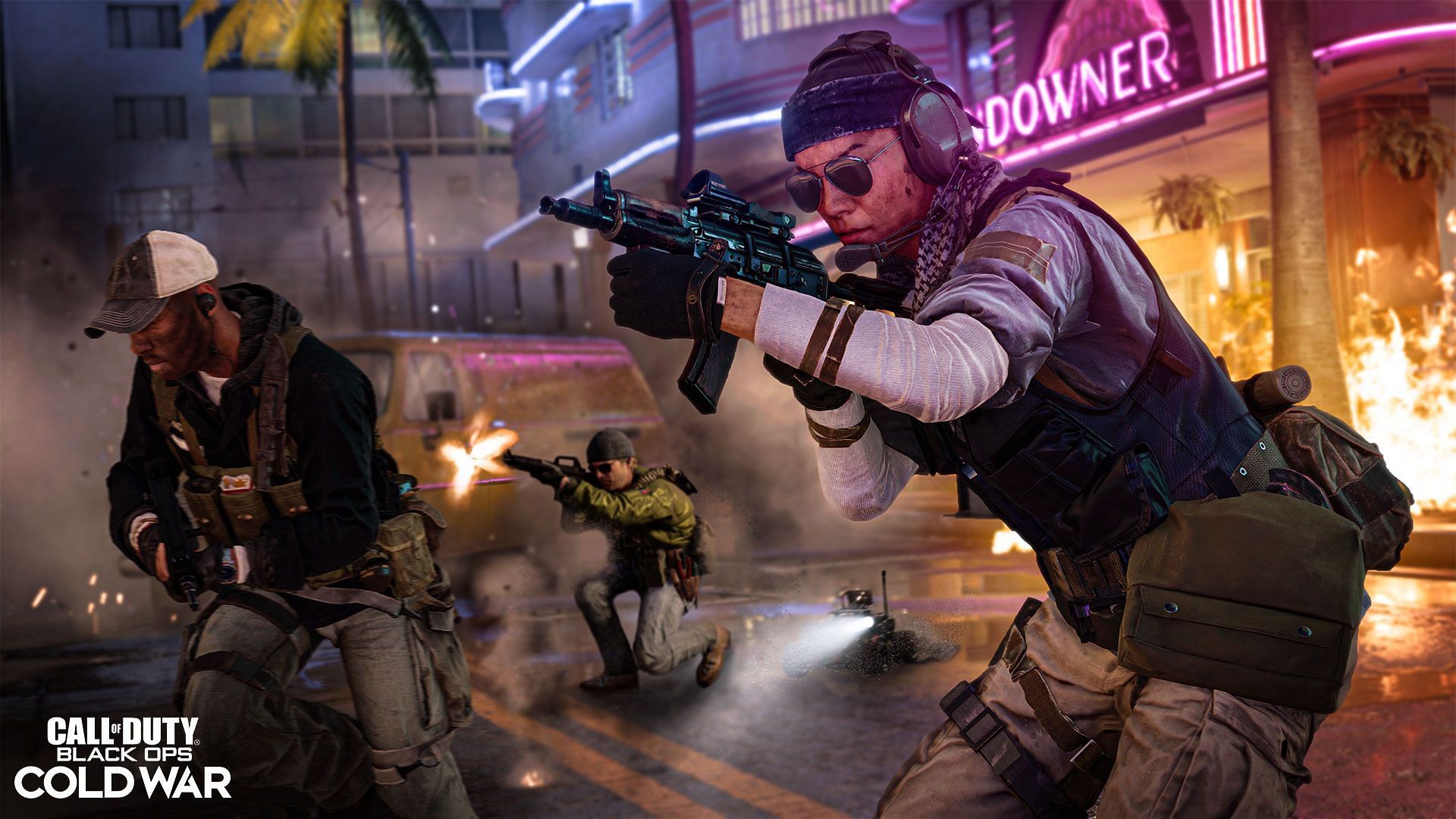 Three Operators shooting rifles in Black Ops Cold War Multiplayer