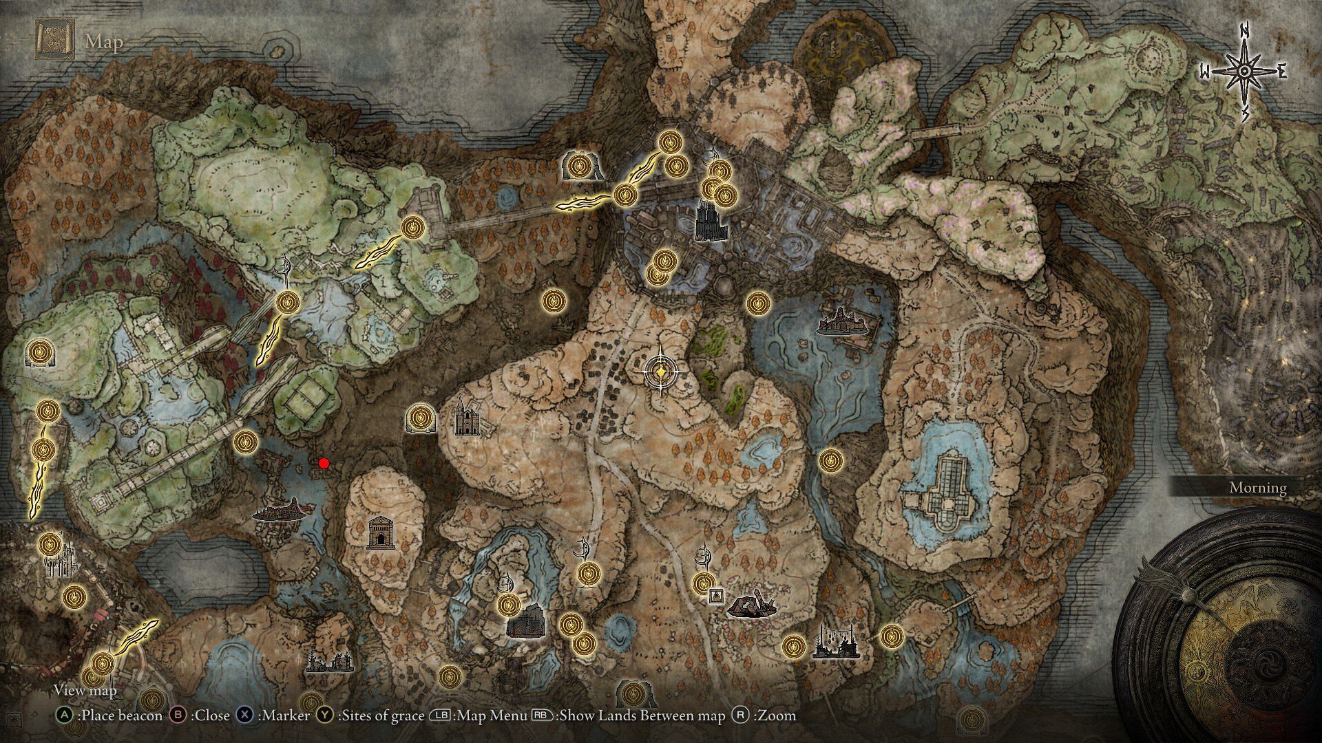 Raah Ruins map fragment marked in red (Image via FromSoftware)