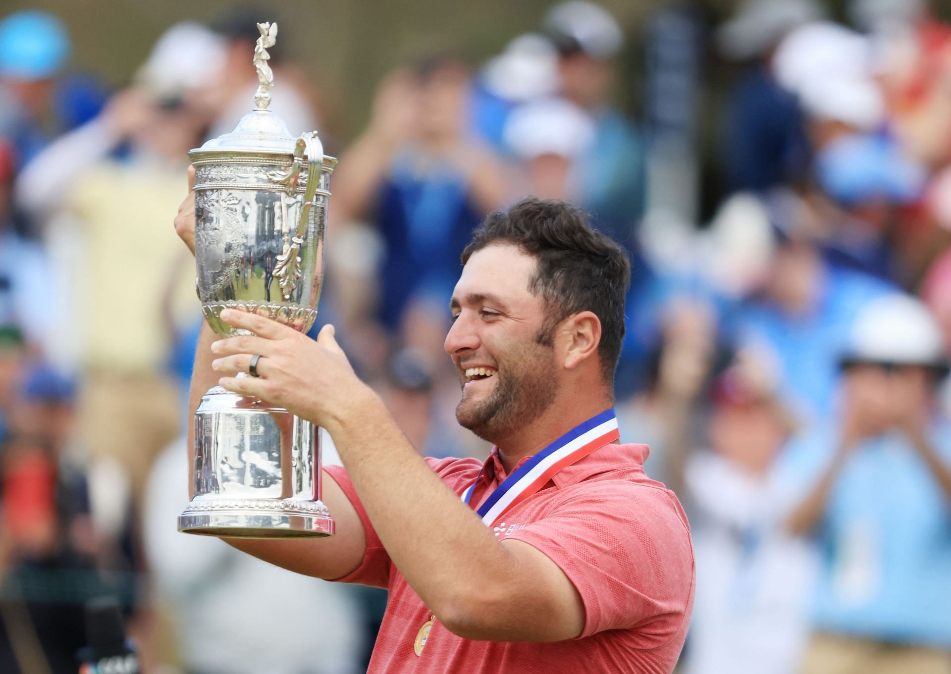 Jon Rahm celebrates after winning the US Open 2021