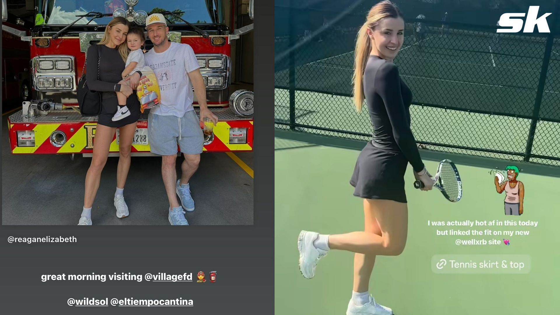 Reagan shows off her newest all-black tennis outfit on social media