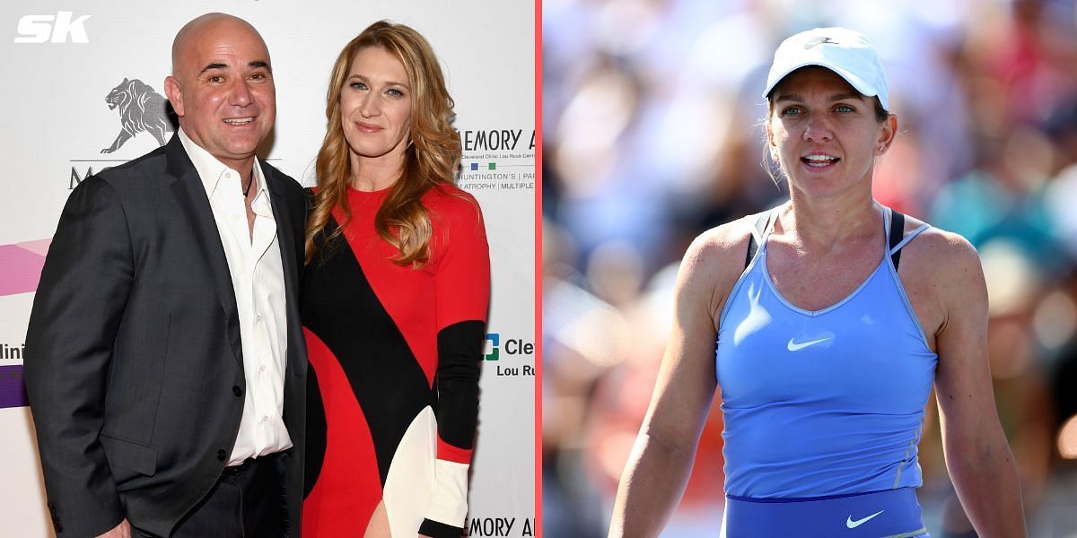 Steffi Graf and Andre Agassi(L), Simona Halep (Source:Getty)