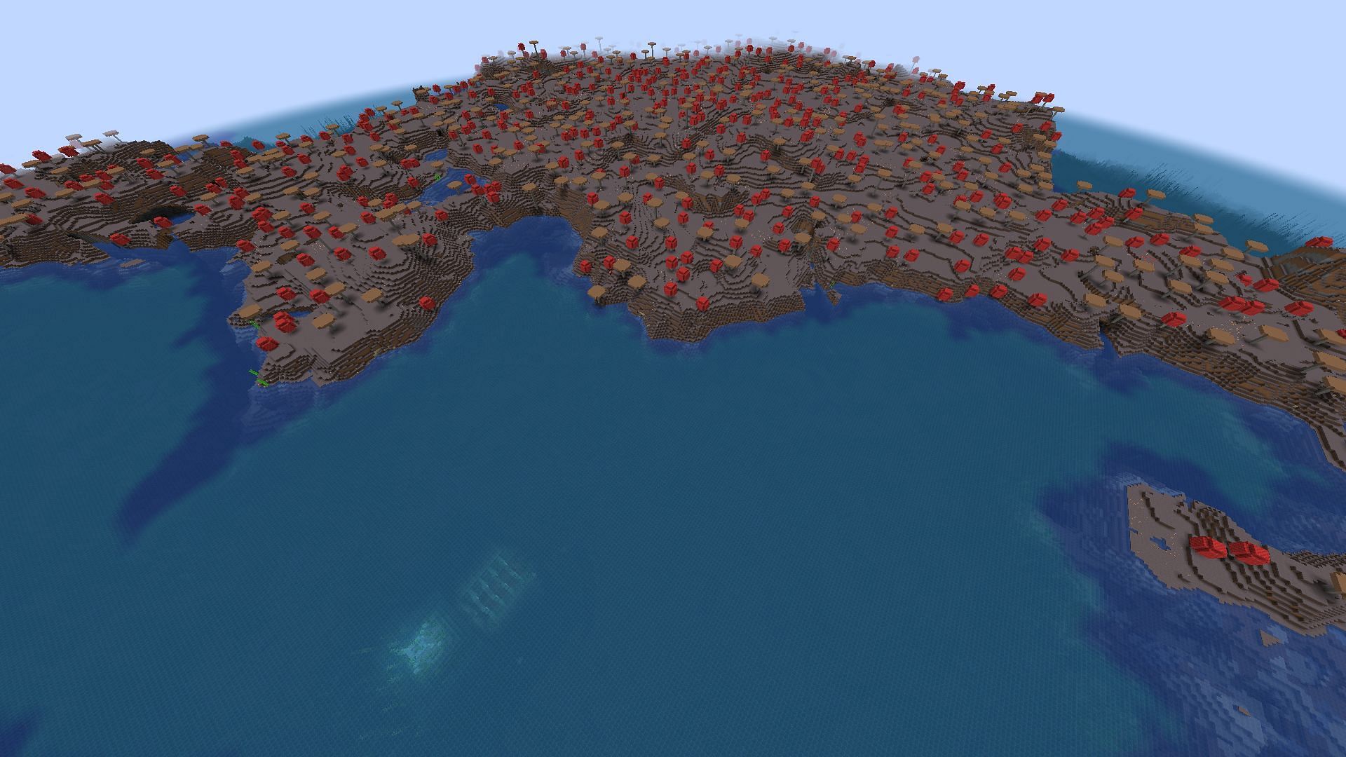 This Minecraft seed&#039;s mushroom island has more than a few trial chambers near it (Image via Mojang)