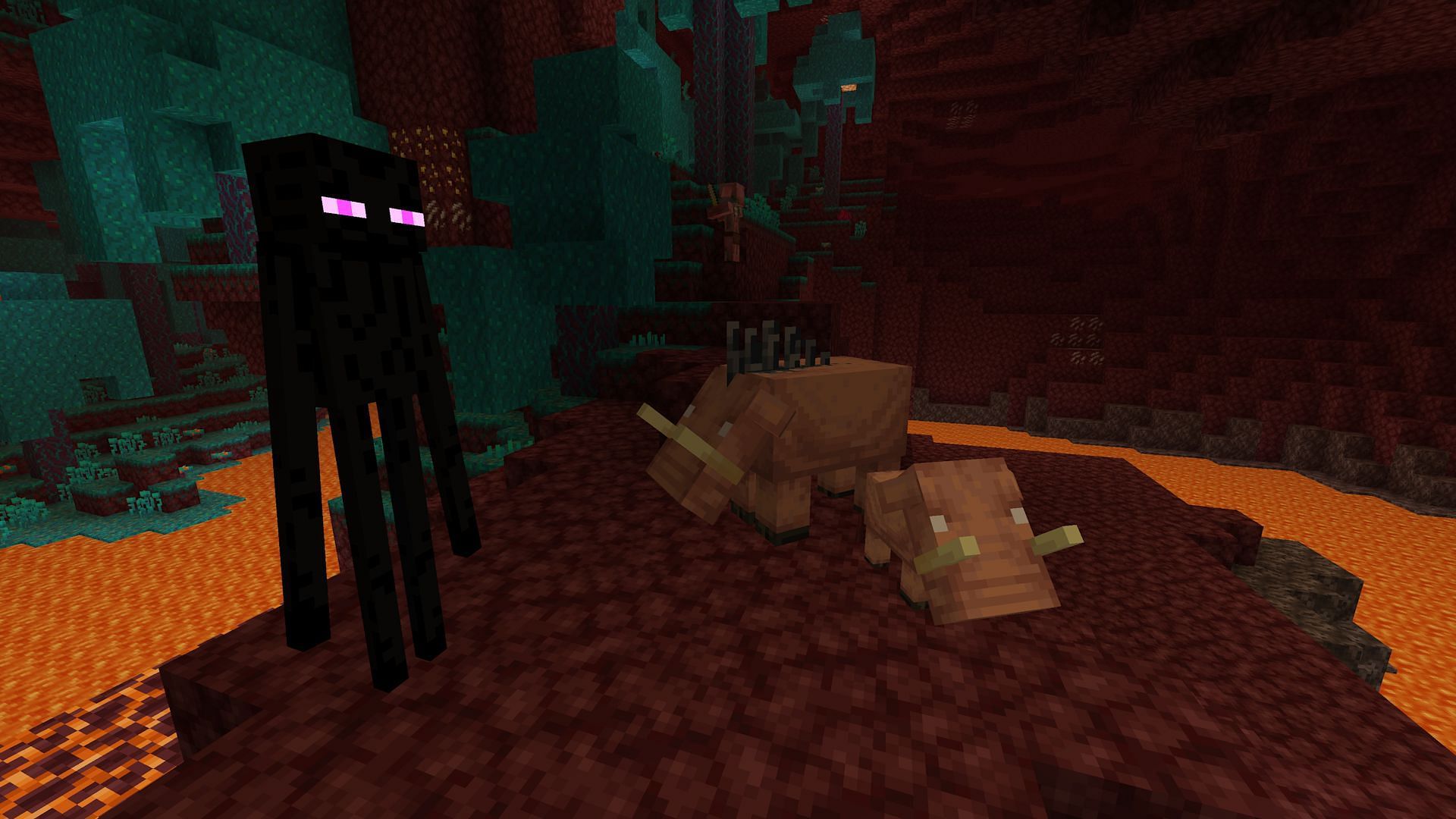 Hoglins in the Nether (Image via Mojang)
