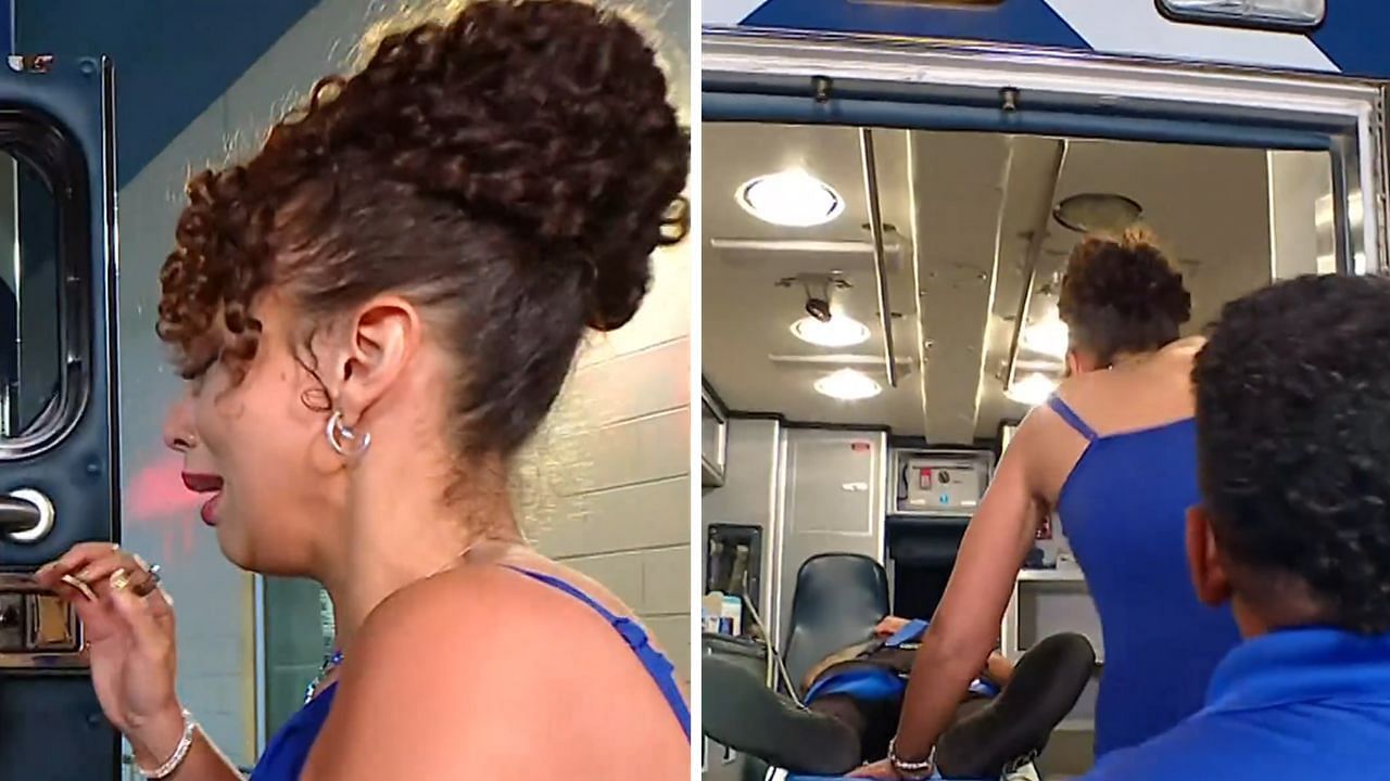 Samantha Irvin checking on Ricochet (via WWE