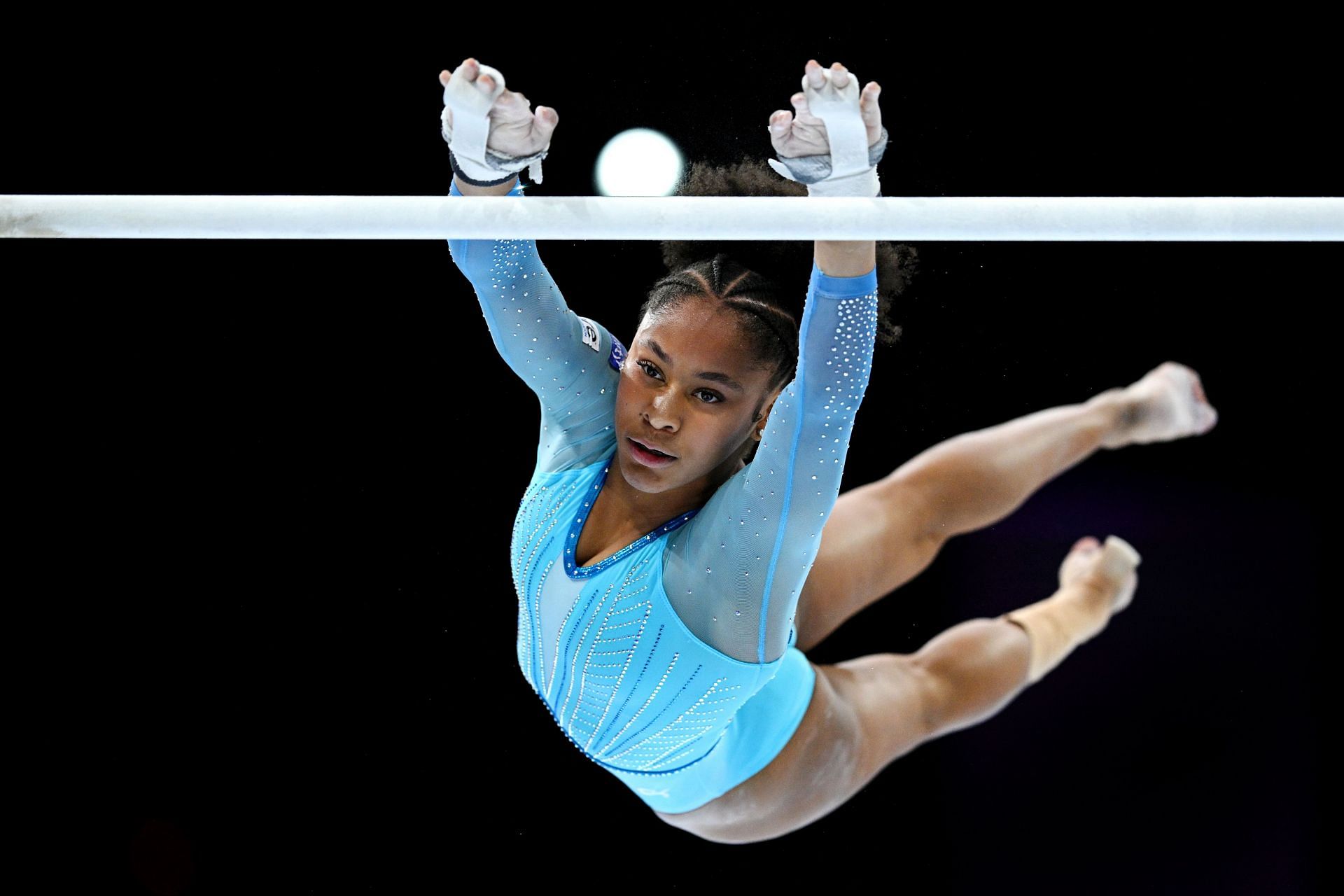 Skye Blakely competes on Uneven Bars during Women&#039;s Qualifications on Day Two of the FIG Artistic Gymnastics World Championships at the Antwerp Sportpaleis on October 01, 2023 in Antwerp, Belgium. (Photo by Matthias Hangst/Getty Images)