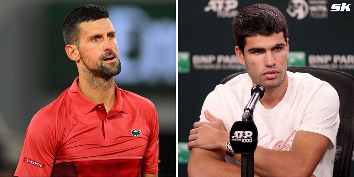 Novak Djokovic (L) and Carlos Alcaraz (R)