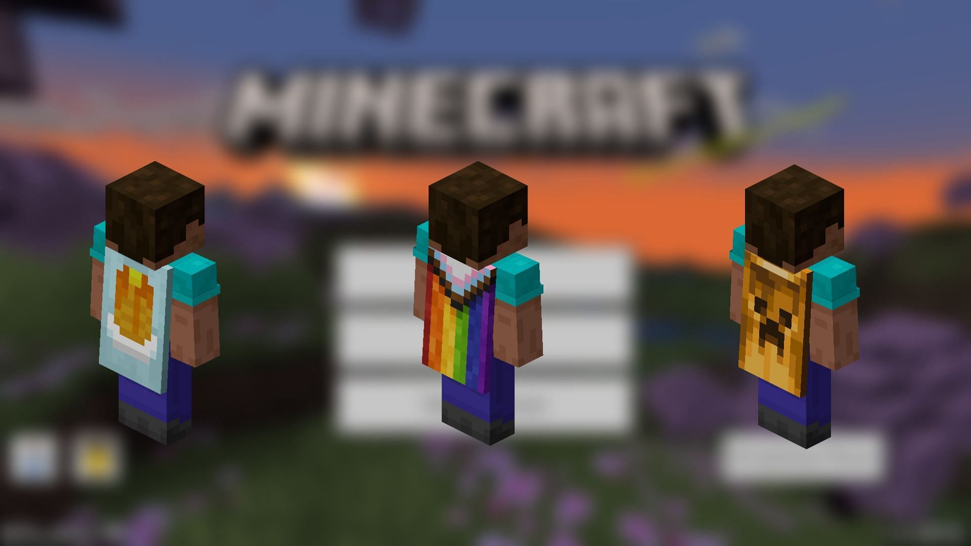 Three of the capes found in Minecraft: Bedrock Edition (Image via Mojang)