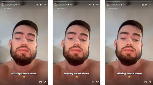 Theory announces he will not be at tonight's SmackDown on his Instagram story.[Photo credit: Screengrab from Theory's Instagram story]