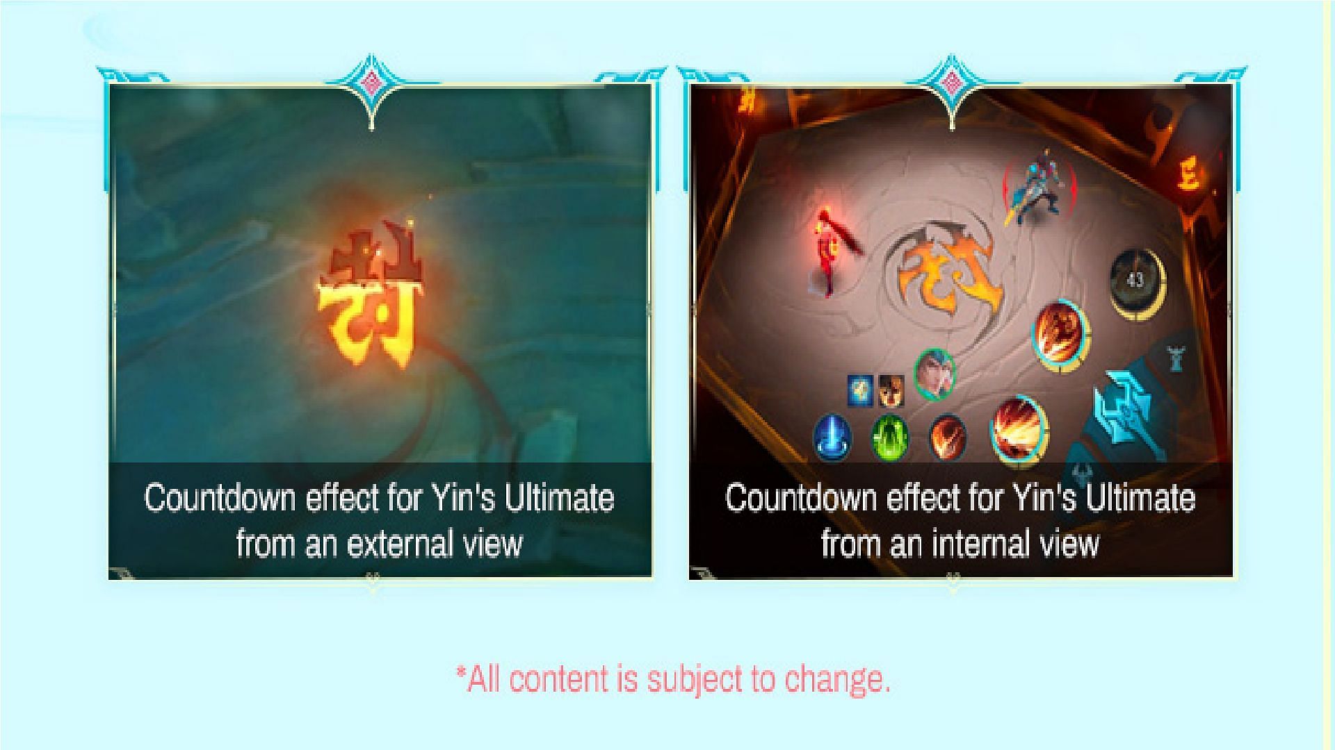 The countdown effect added to Yin&#039;s ultimate will display the time left before the ultimate effect perishes (Image via Moonton Games)