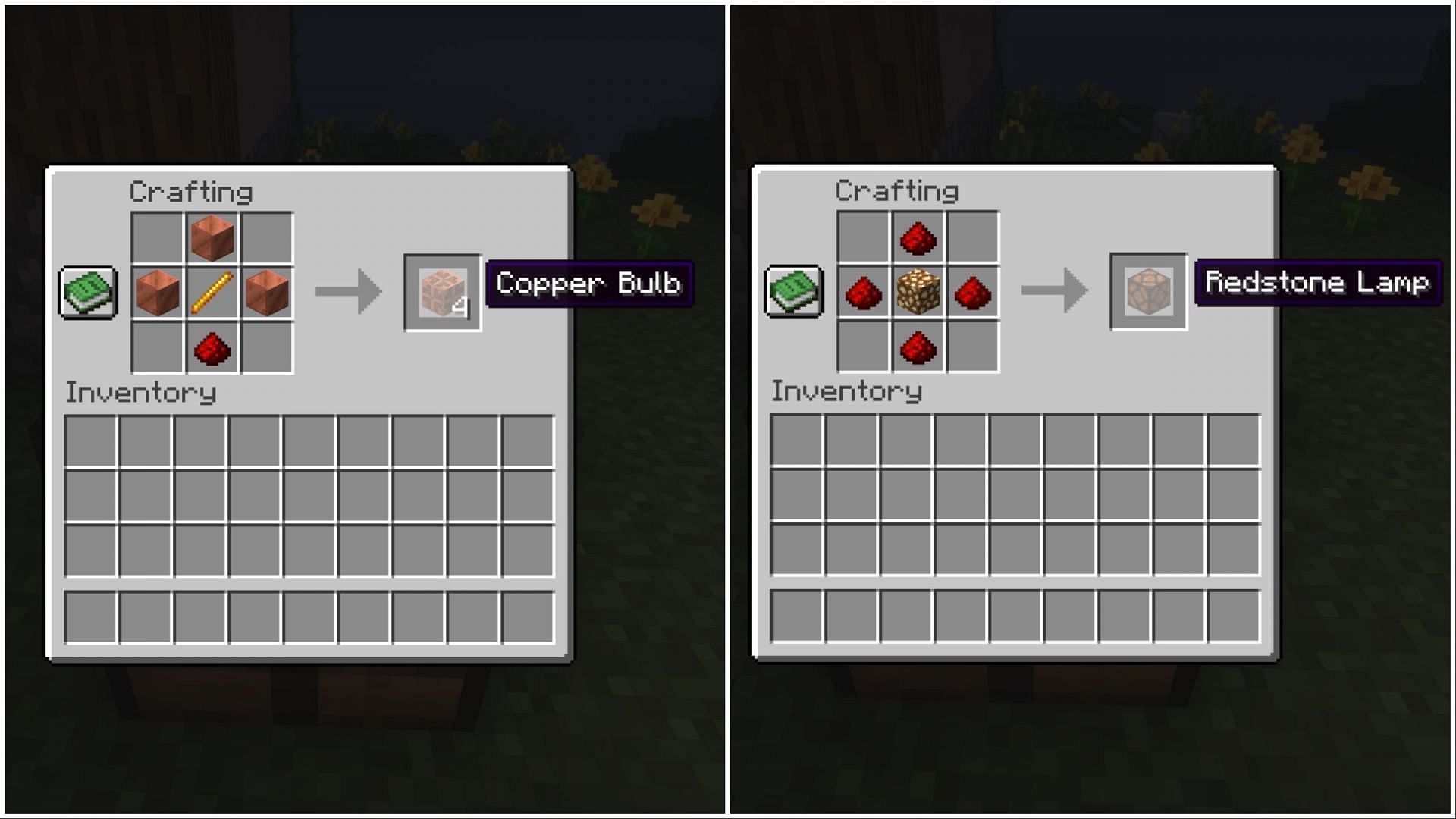 Crafting recipes for the two light blocks (Image via Mojang)