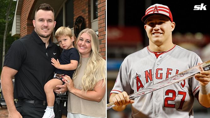 "My little baseball baby" - Mike Trout's son Beckham enjoys game hand-in-hand with mom while sporting temporary Angels tattoo