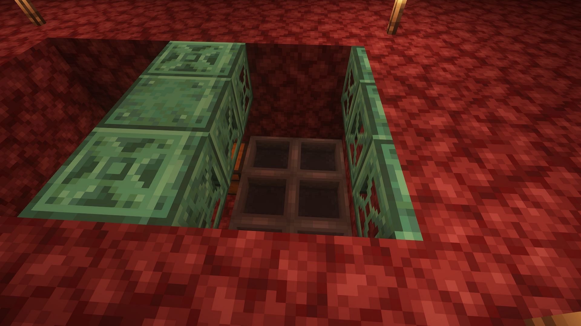 Any kind of trapdoor will work for this gold farm build (Image via Mojang)