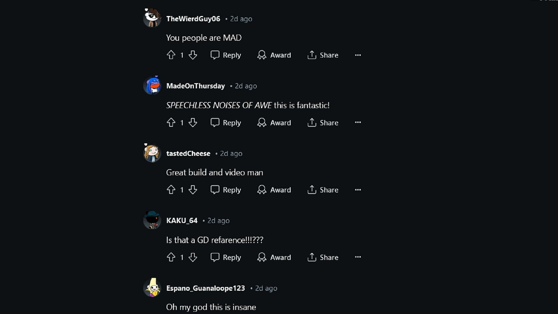 Fans are in disbelief at the sight of the Geometry Dash build (Image via Reddit)