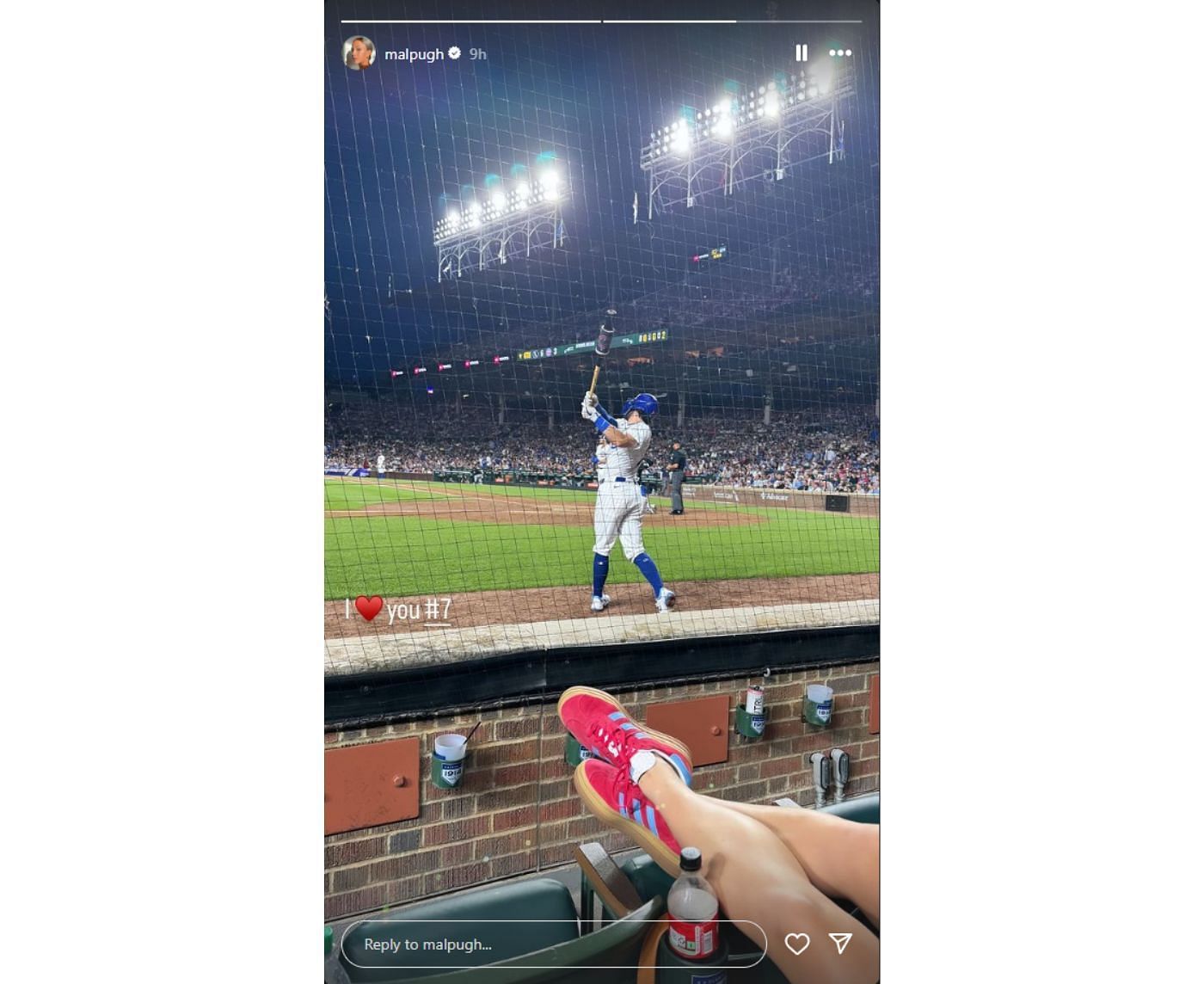 Mallory Pugh supporting her husband Dansby Swanson (Image courtesy: Pugh&#039;s Instagram)