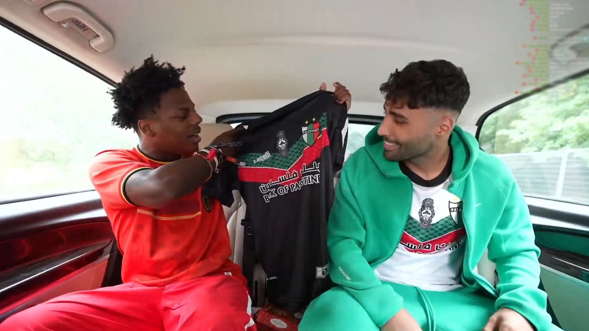 Nader Jindaoui gave IShowSpeed a Palestinian football jersey (Image via IShowSpeed/YouTube)