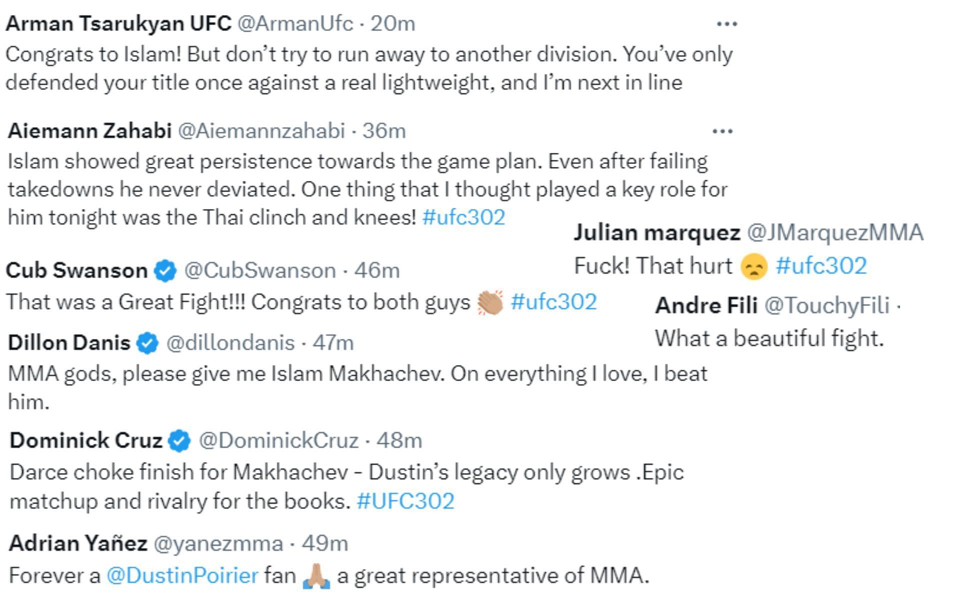 MMA community reacts to UFC 302 main event