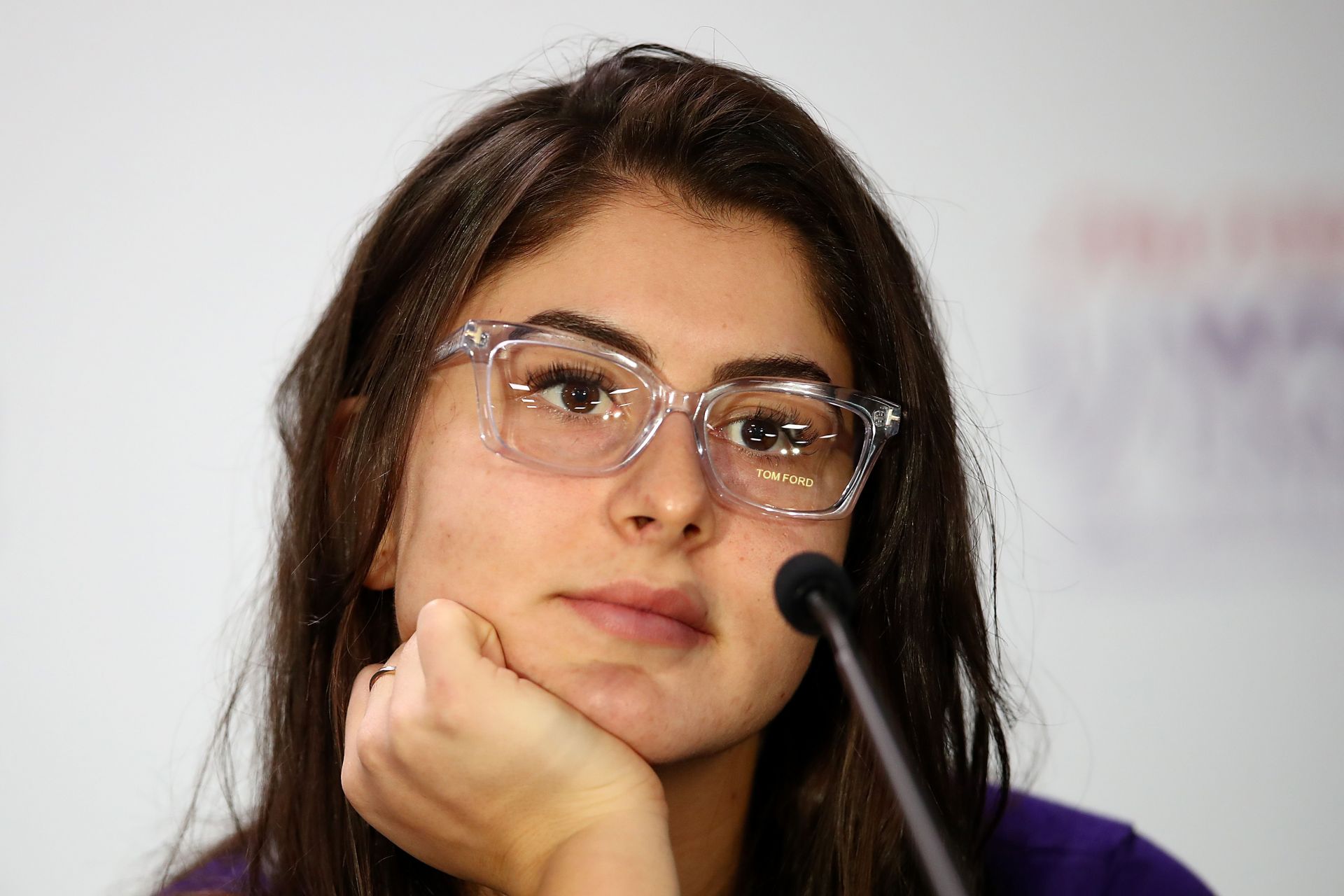 Bianca Andreescu at a press conference