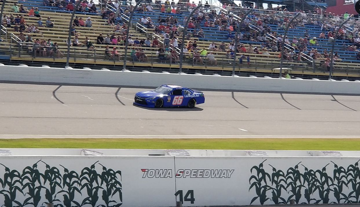 The number 66 Ford Mustang Dark Horse at IOWA Speedway