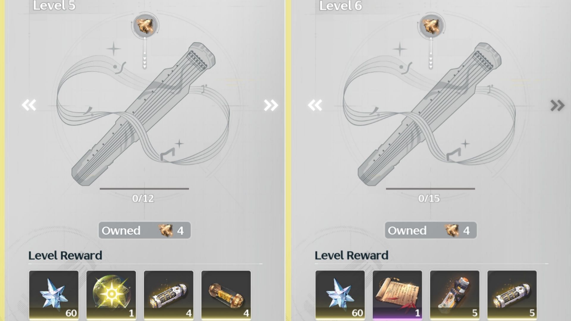 Windchimer rewards for Level 5 and Level 6 (Image via Kuro Games)