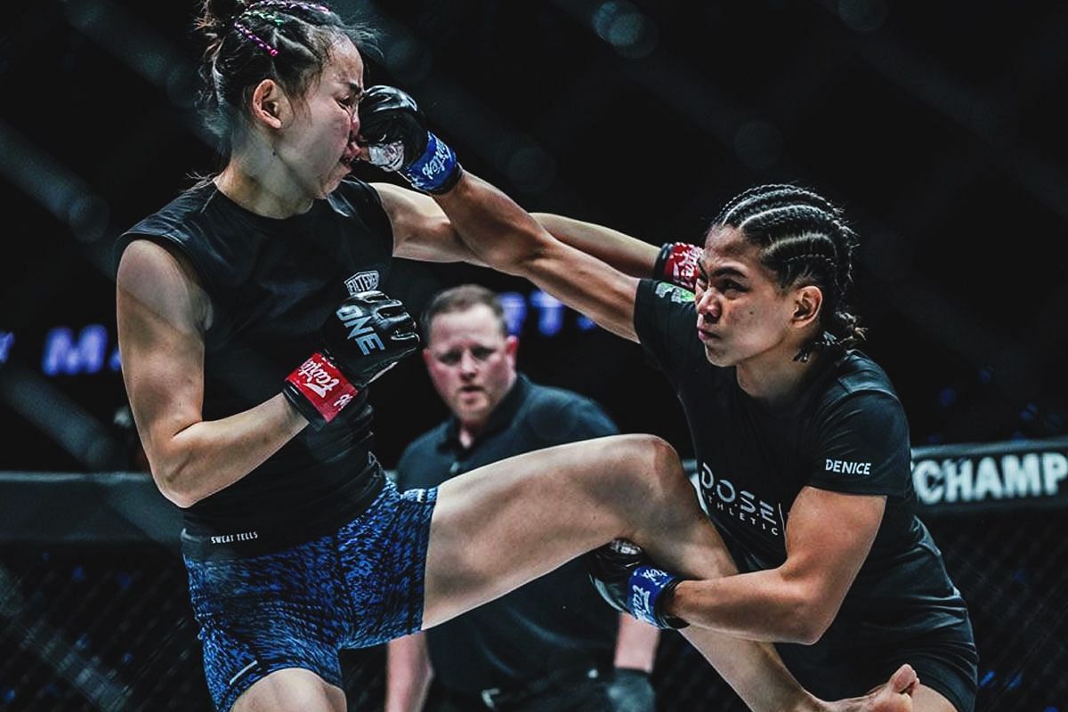 WATCH: Filipino star Denice Zamboanga perfectly combines power and finesse in clinical counter against Lin Heqin -- Photo by ONE Championship