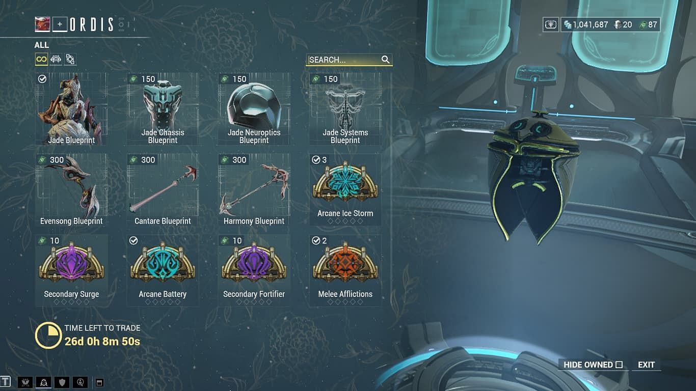 Ordis sells all of Jade&#039;s weapons (Image via Digital Extremes)