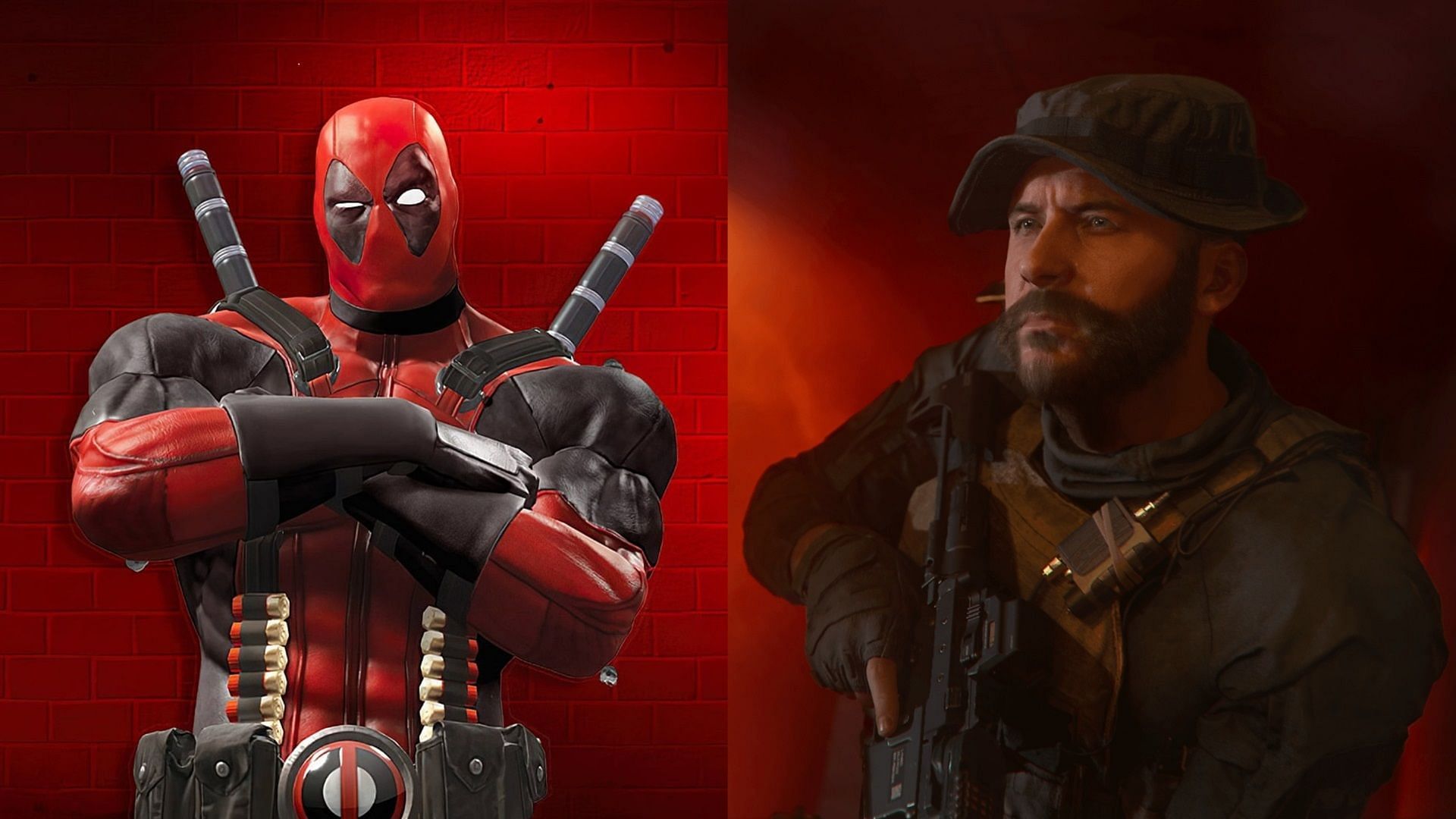 Deadpool on the left and Captain Price from Call of Duty on the right