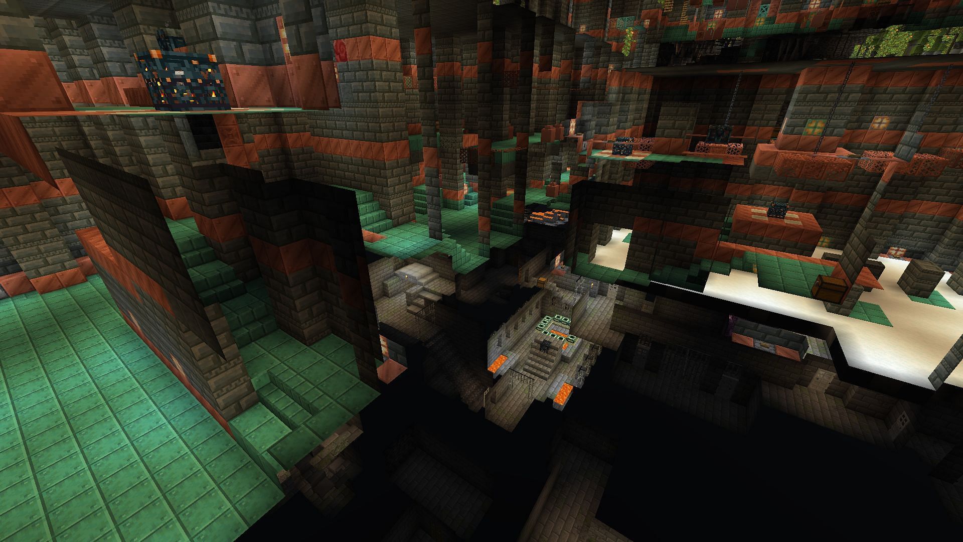 This seed features a strange combination trial chamber and stronghold (Image via Mojang)