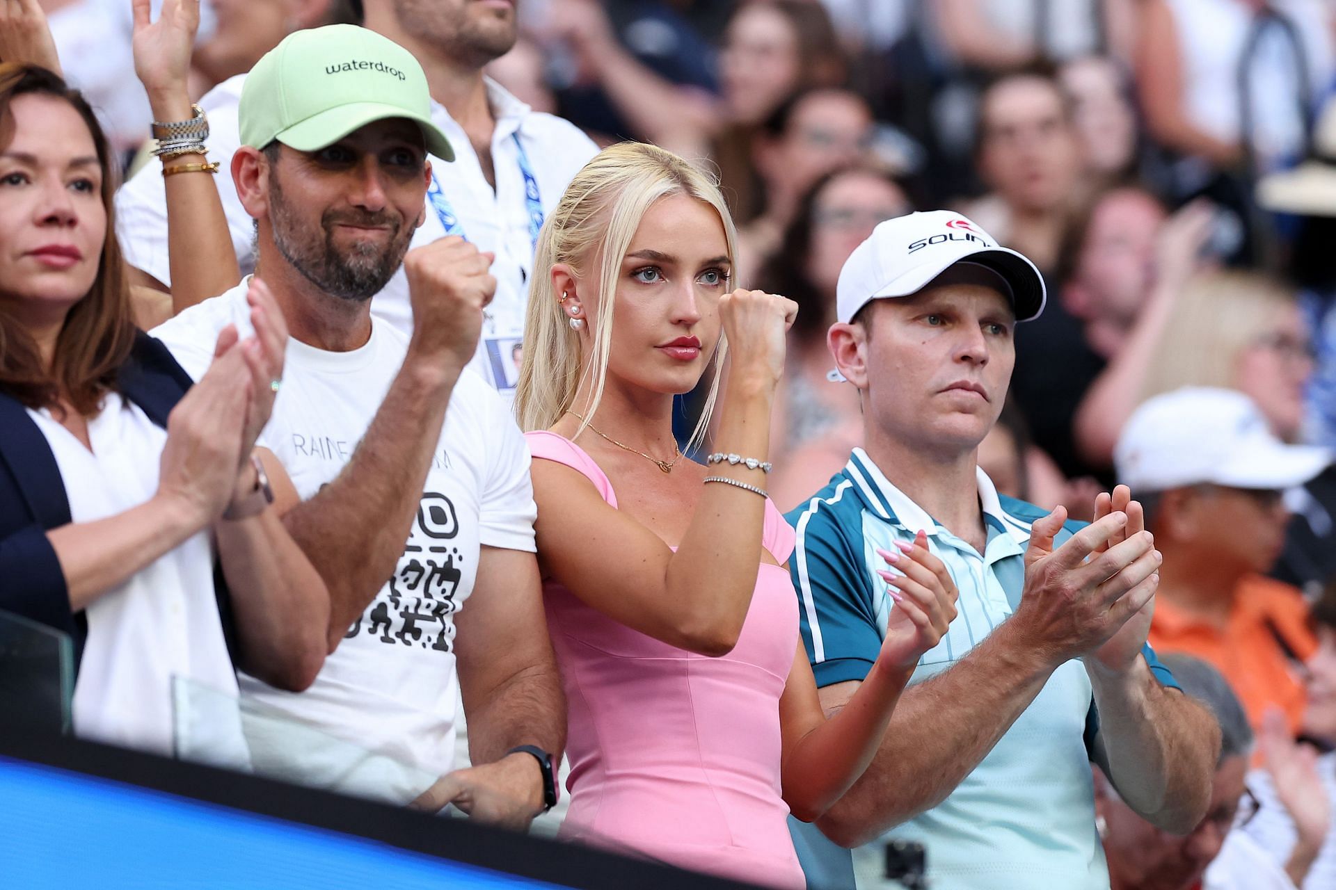 Taylor Fritz&#039;s girlfriend Morgan Riddle pictured cheering him on at the 2024 Australian Open (Image Source: Getty)