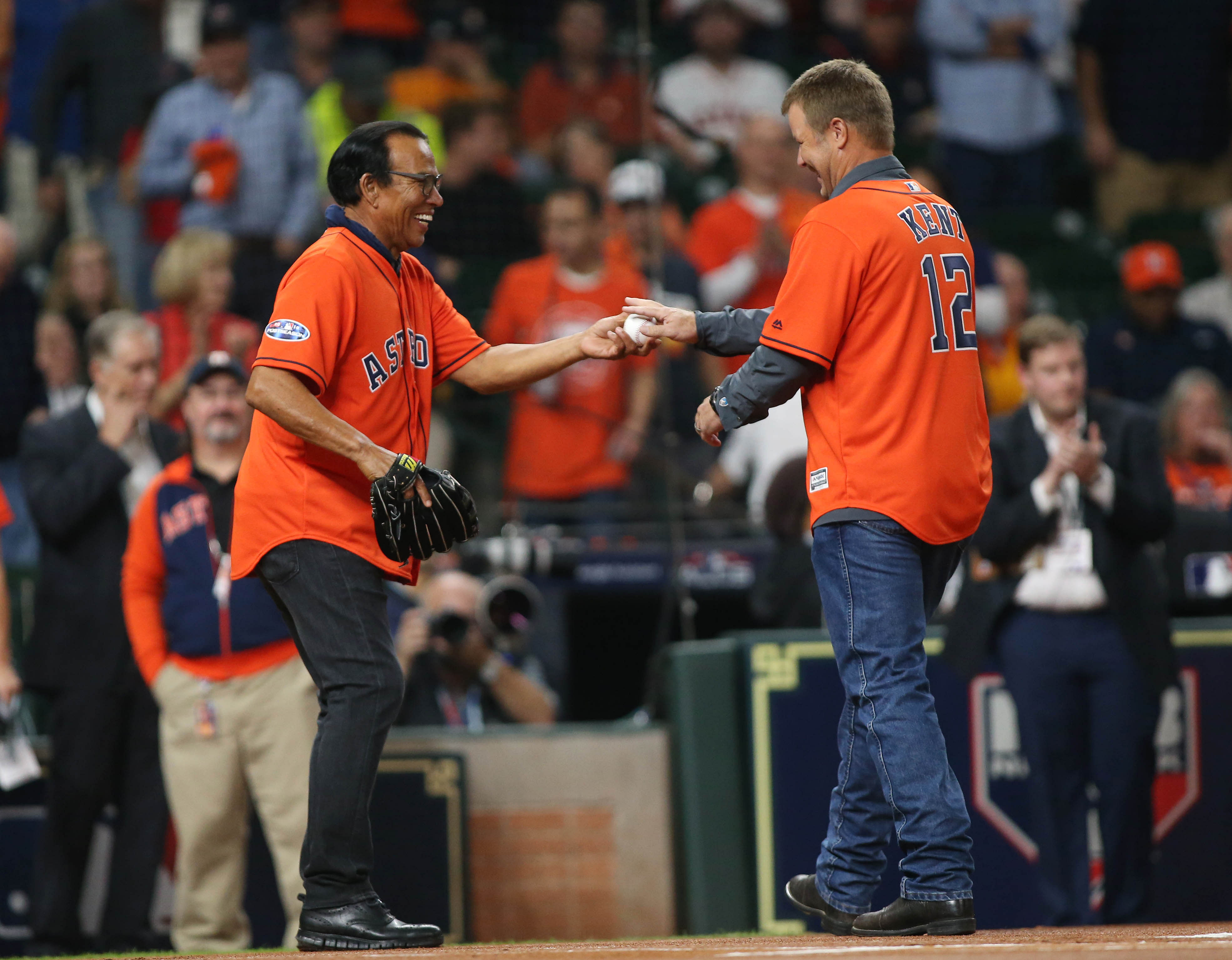 Houston Astros former players Jose Cruz (left) and Jeff Kent (right)