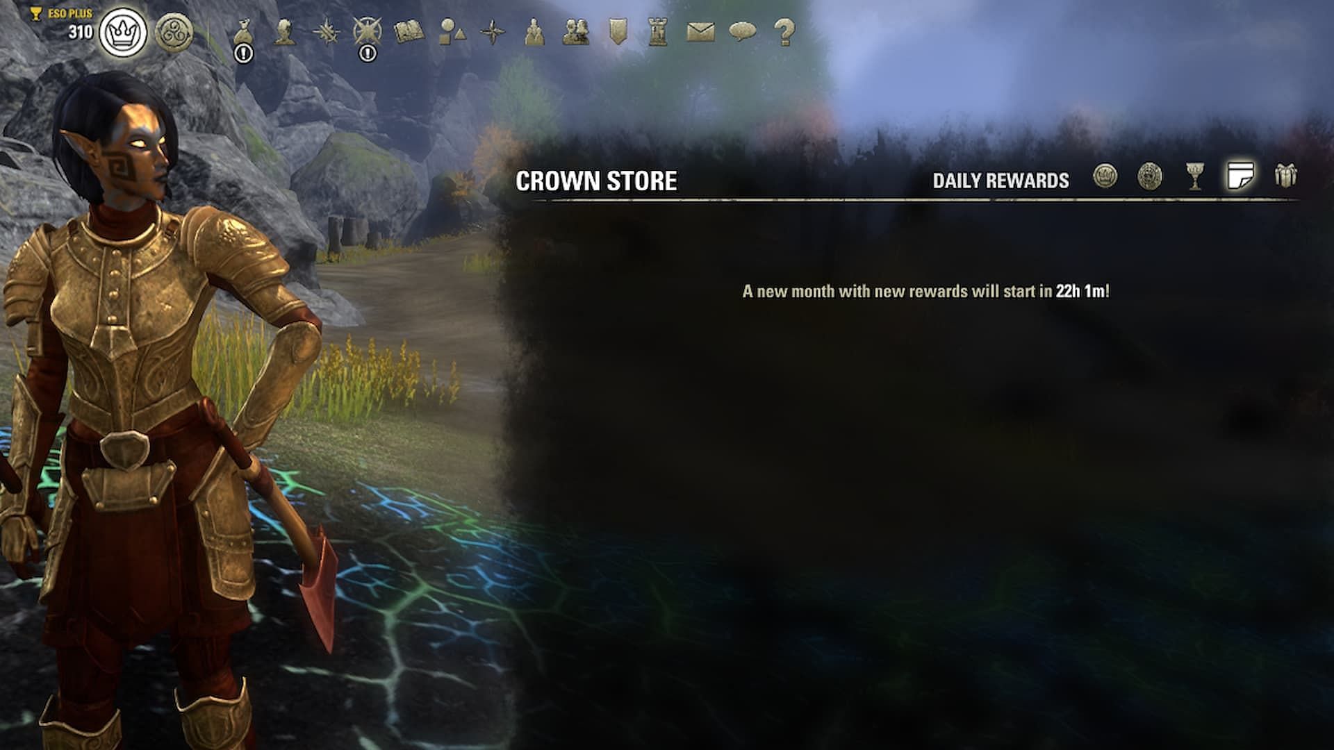 Daily Rewards menu in the Elder Scrolls Online (Image via Bethesda Game Studios)