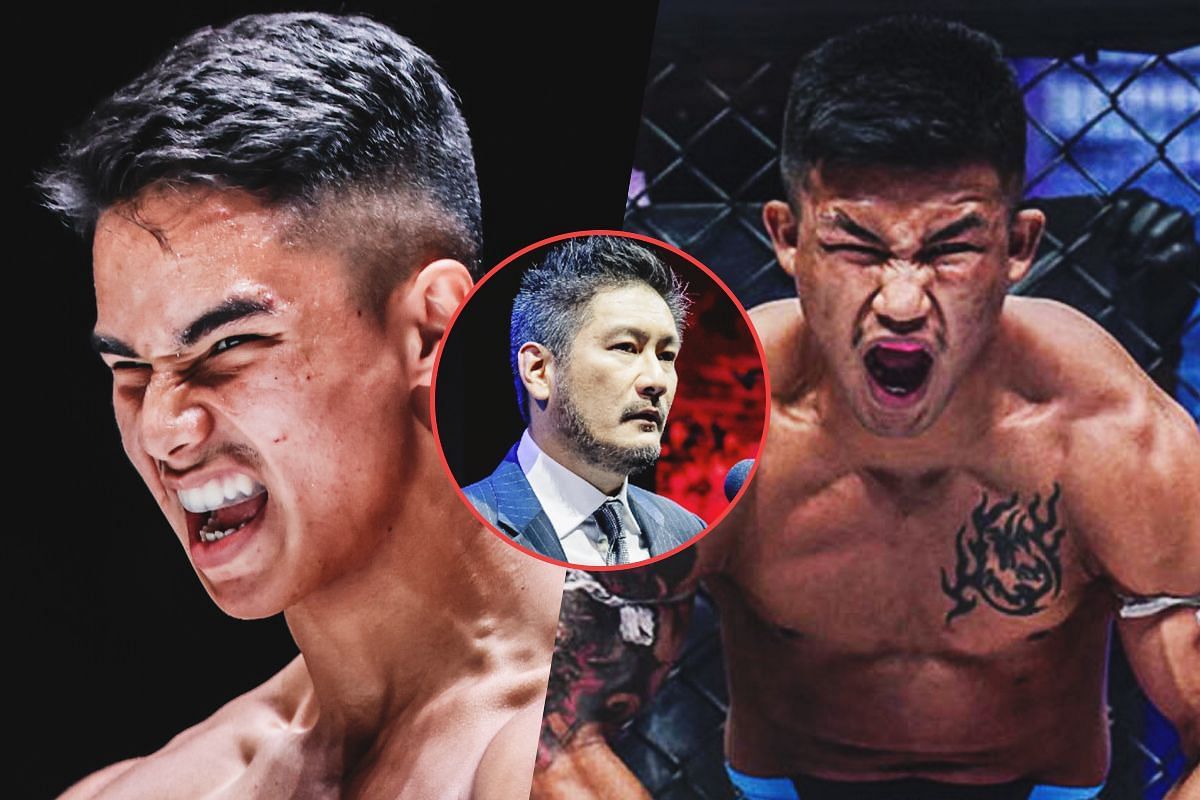 Johan Ghazali (left) was compared to Rodtang (right) by ONE CEO and chairman Chatri Sityodtong (middle). [Photos via: ONE Championship]