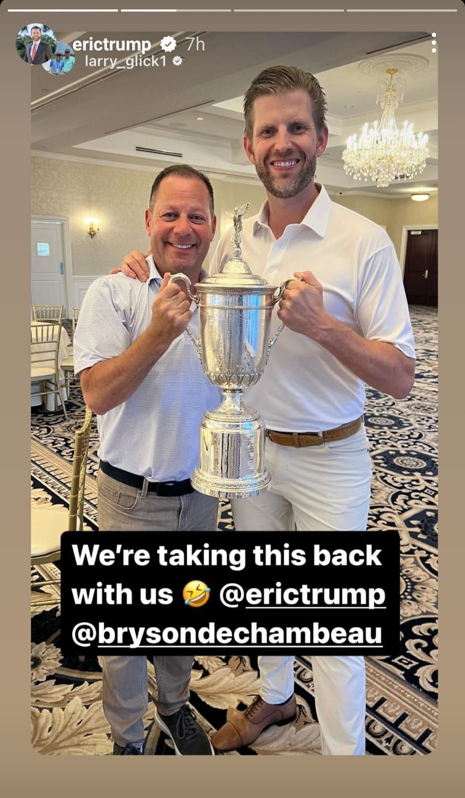 Still from Eric Trump&#039;s Instagram story @erictrump)