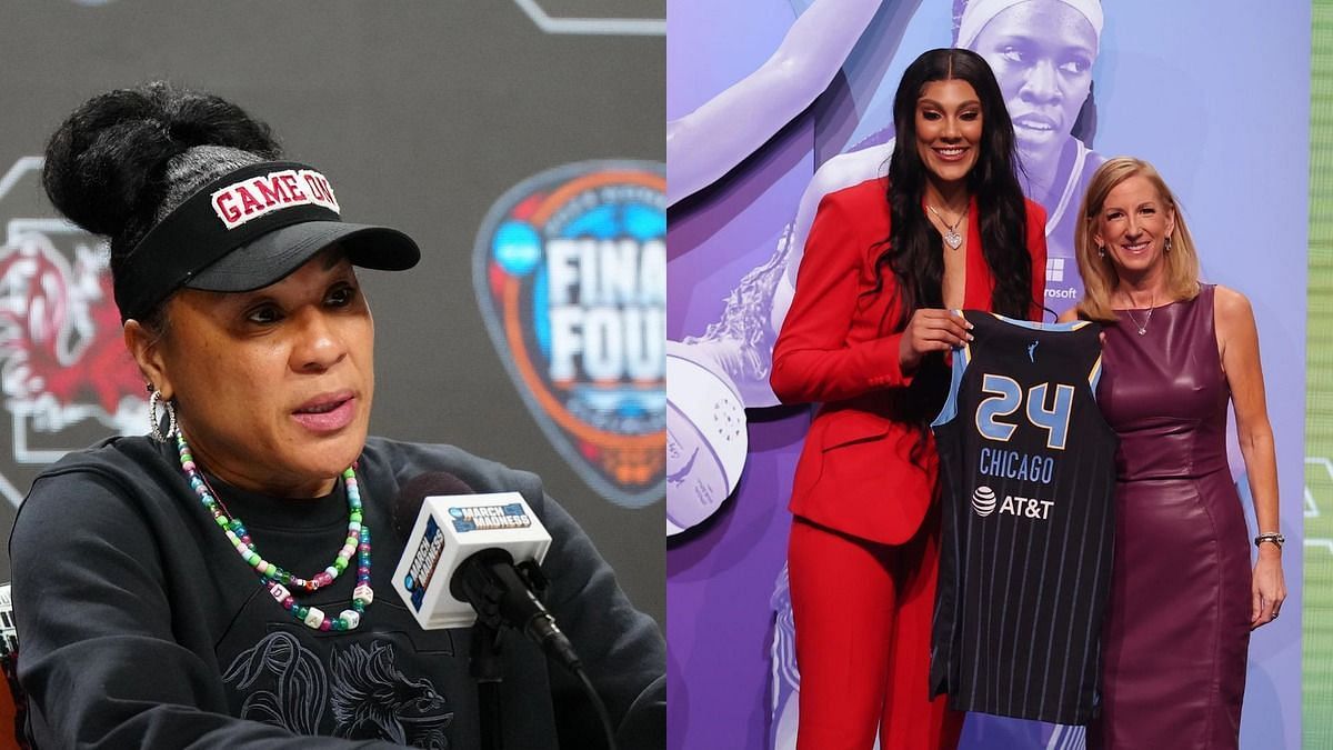 South Carolina Coach Dawn Staley and Kamilla Cardoso