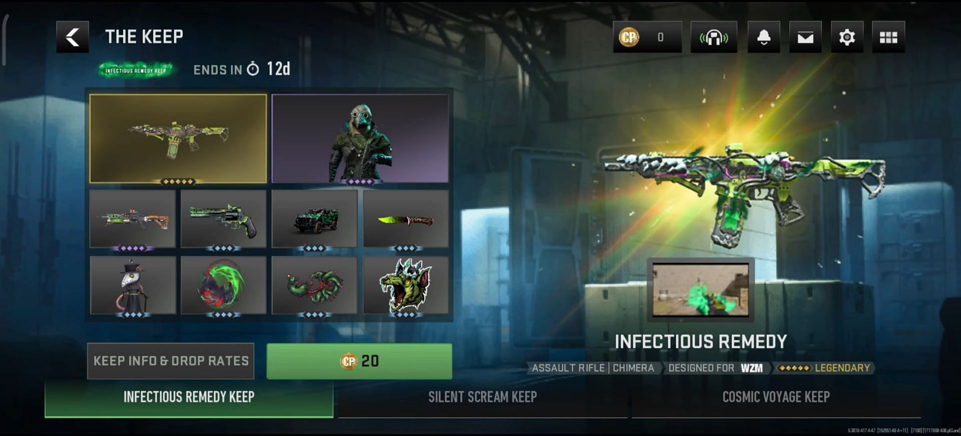 The Infectious Remedy AR weapon blueprint (Image via Activision)