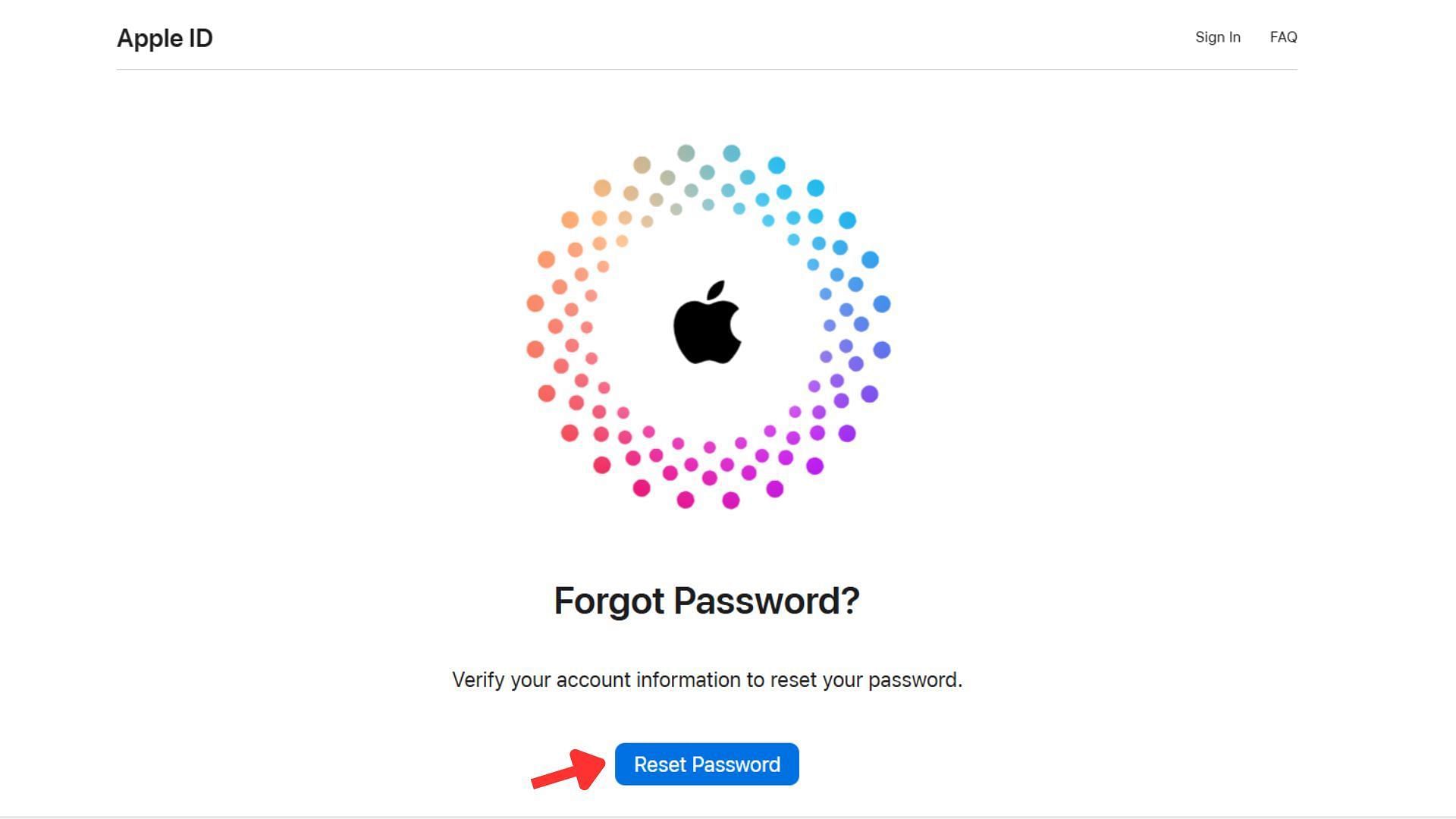 Resetting the password on the web (Image via Apple)