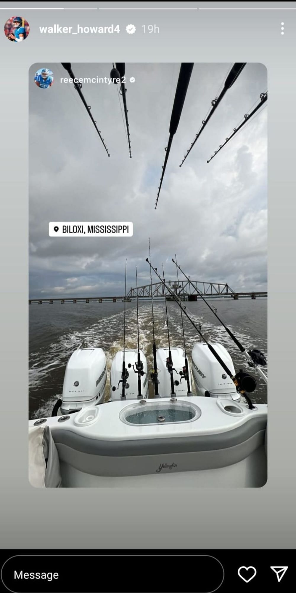 The view from the boat. (Instagram/Walker Howard)