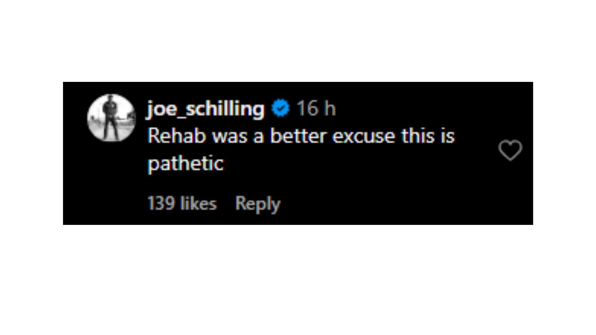 Joe Schilling&#039;s comment