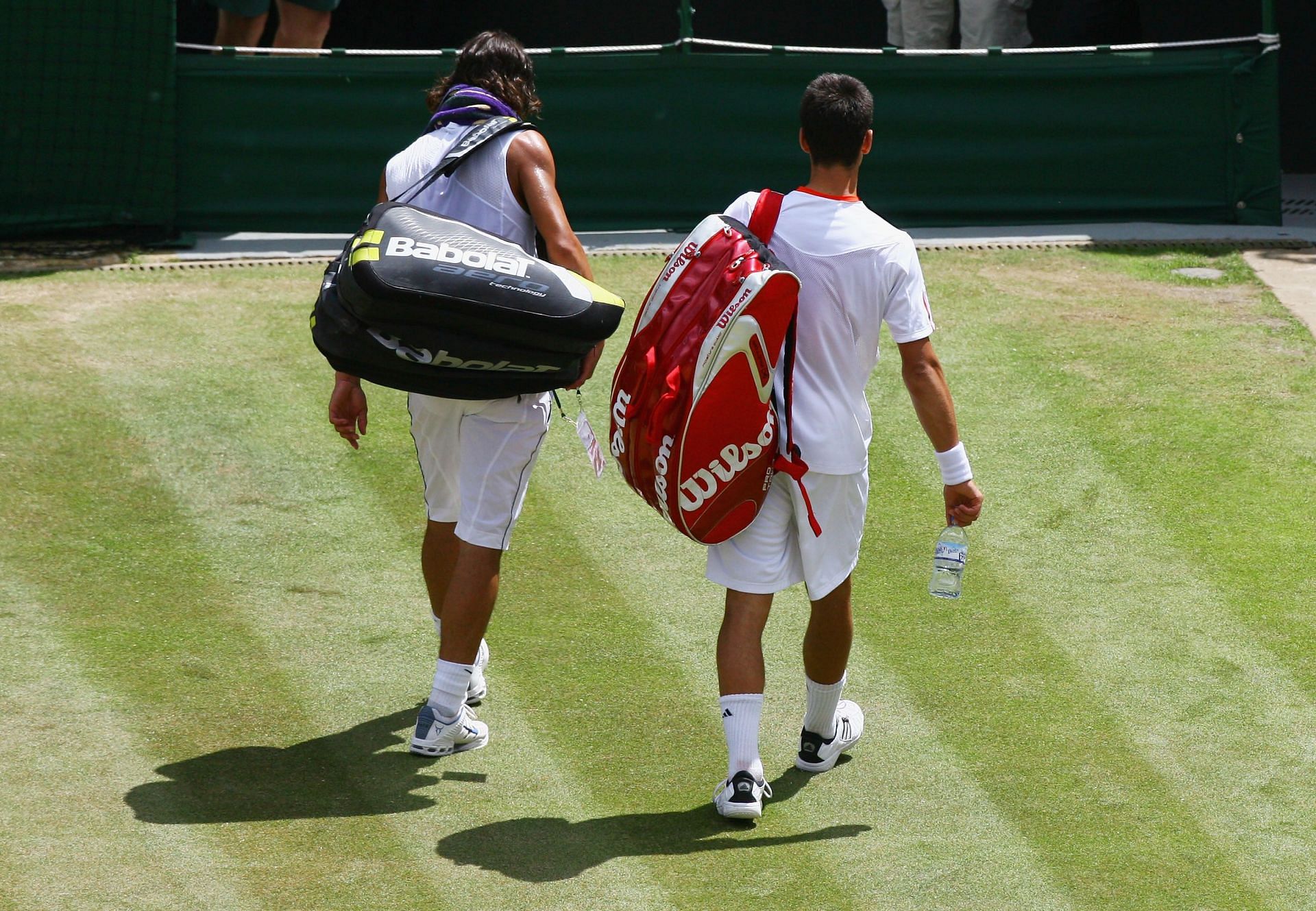 Rafael Nadal and Novak Djokovic after their 2007 Wimbledon encounter.