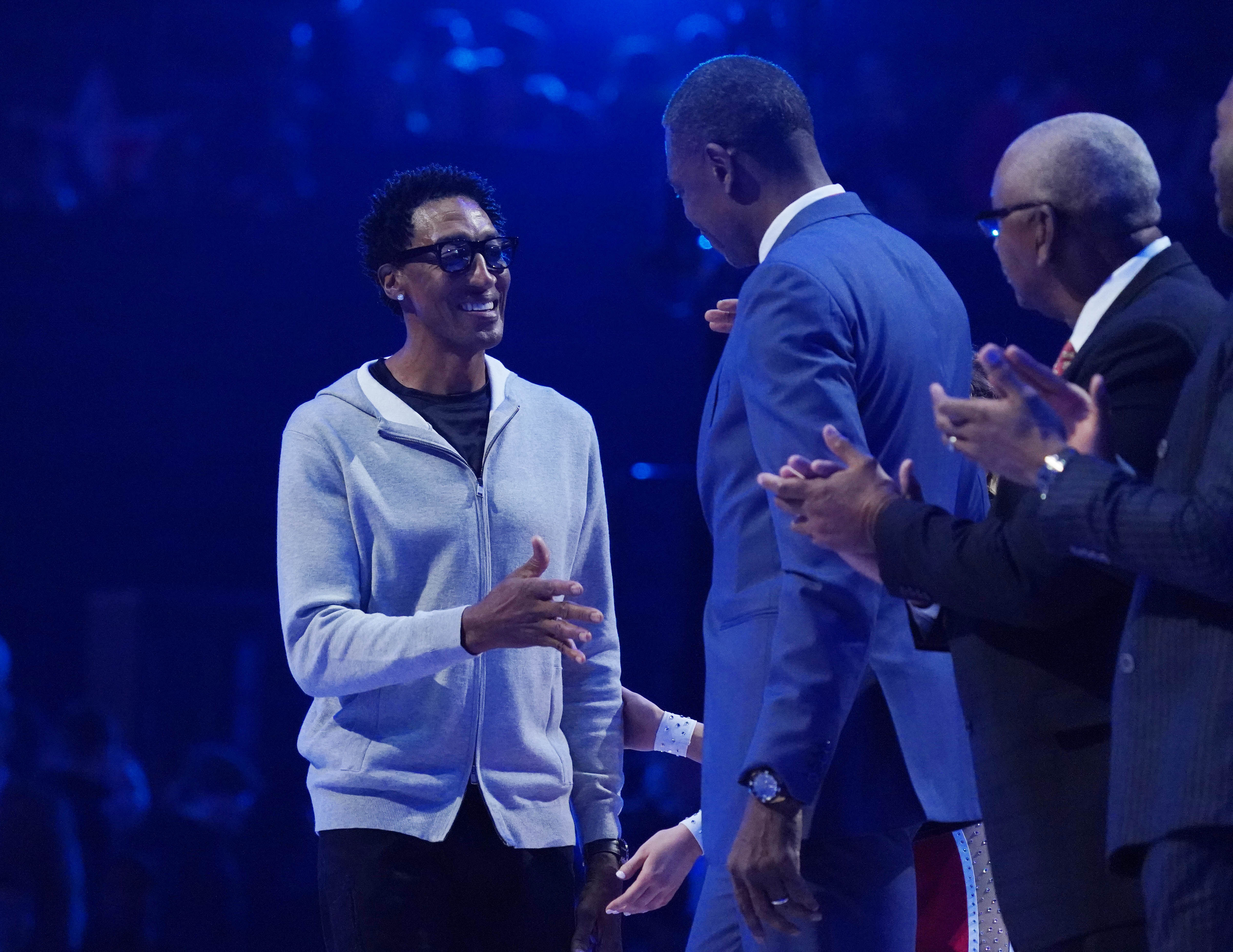 Scottie Pippen was introduced at the 2020 NBA All-Star Game.