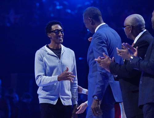 Scottie Pippen was introduced at the 2020 NBA All-Star Game.