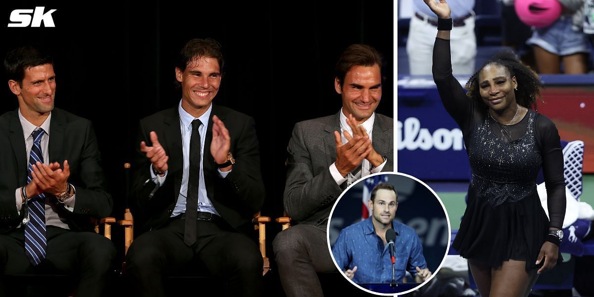 Novak Djokovic, Rafael Nadal and Roger Federer (L), Serena Williams and Andy Roddick(Source: Getty)