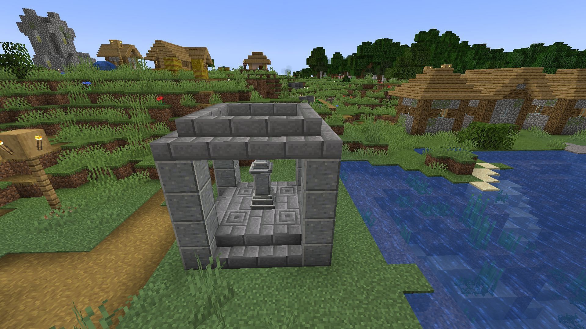 A waypoint within a village (Image via Mojang)