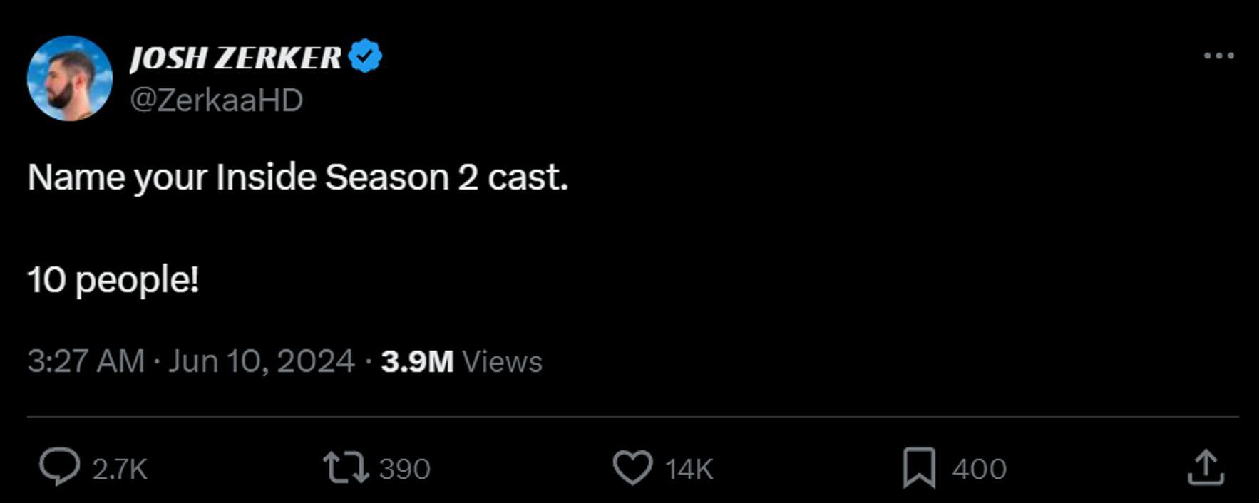 Zerkaa hints at a possible season 2 (Image via X)
