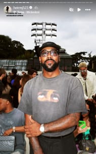 Marcus rocks an all-black ensemble at the Amiri fashion show