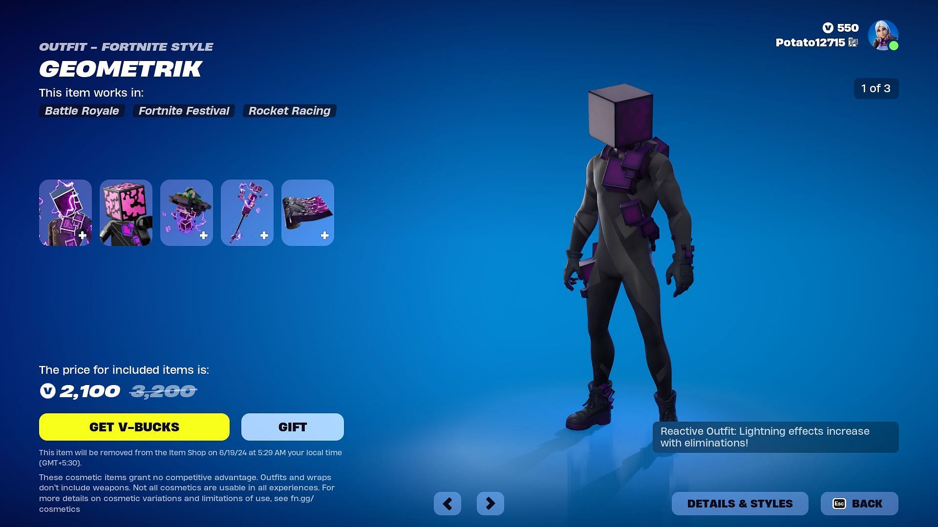 You can individually purchase the Geometrik skin in Fortnite (Image via Epic Games)