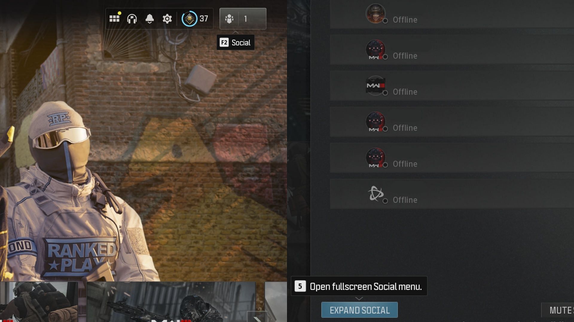 How to expand the Social option (Image via Activision)